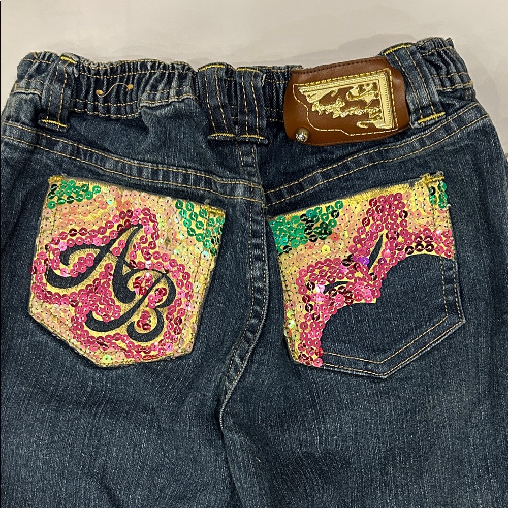 Apple Bottoms Kids Jeans - Dark Blue with Gold Accents - Picture 6 of 10